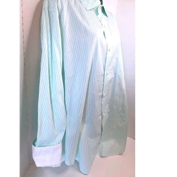 JMcLaughlin Mens Aqua Mint Green White Stripe Button Down Shirt Size Large - Picture 4 of 8
